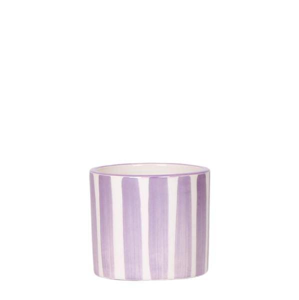 Image of Ziertopf Painted Stripe – Flieder – Ø6cm – Pflanzentopf aus Keramik – Dekotopf mit Streifenmuster-0