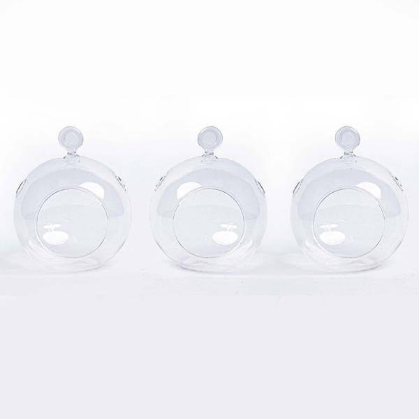 Image of Weihnachtsbaumkugeln aus Glas – 3er – Set – Transparent – Mit Aufhänger – Ø10,5cm – H8cm – Edle Weihnachtsdekoration-0