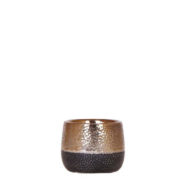 Image of Keramik Blumentopf Kupfer – Mini – Pflanztopf Ø6cm – Glänzender Übertopf für kleine Zimmerpflanzen, Sukkulenten & Kakteen-0