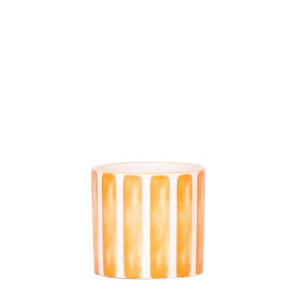 Image of Ziertopf Painted Stripe – Orange – Ø6cm – Keramiktopf mit Streifenmuster-0