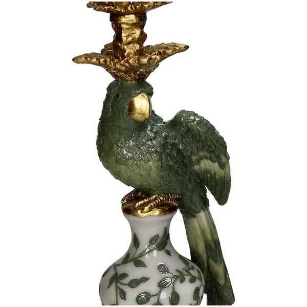 Image of Kerzenhalter Vogel – Grün – Polyresin – 13x13x39cm – Deko & Wohnaccessoire