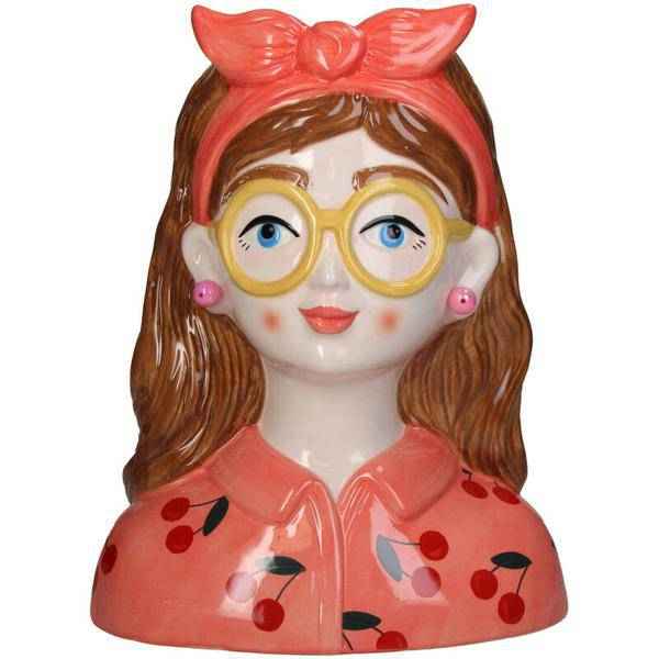 Image of Design – Vase Jessie – Fashion Lady mit Brille & Haarband – 27cm – Modernes Wohnaccessoire aus Polyresin – Vase & Dekoobjekt in einem