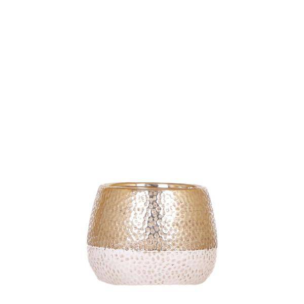 Image of Elite Pflanztopf Gold Ø12cm – glänzender Keramik Übertopf – luxuriöser Blumentopf für Zimmerpflanzen & Kräuter – Topf für Fensterbank, Tisch & Regal-0