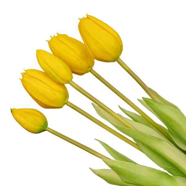 Image of Tulpenstrauß Gelb – 10 Kunsttulpen – 42cm – Real Touch – Fröhliche & langlebige Wohnraumdekoration-3