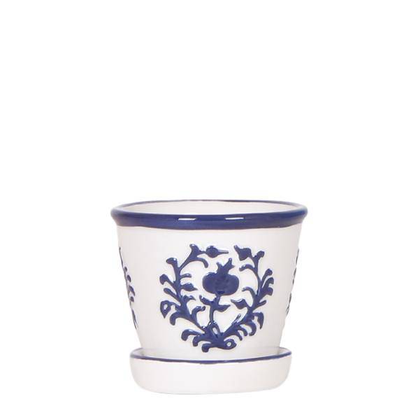 Image of Malaga Topf – Blau – Ø6cm – Blumentopf aus Keramik im mediterranen Stil – Handgefertigte Optik-0