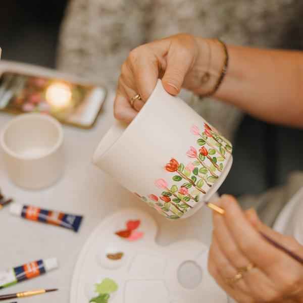 Image of Malset Blumentöpfe bemalen mit Orchideen & Sukkulenten – DIY Kreativset für mindestens 4 Personen – Bastelset für Kinder & Erwachsene