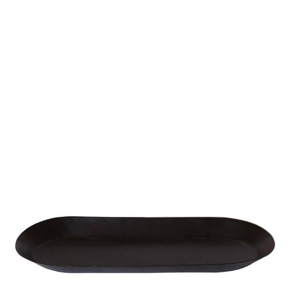 Image of Ovales Tablett Schwarz – Ø30cm x 13cm – Metall – Deko – Tablett für Pflanzensets, Orchideen & Wohnaccessoires – Stilvoller Pflanzenuntersetzer-0