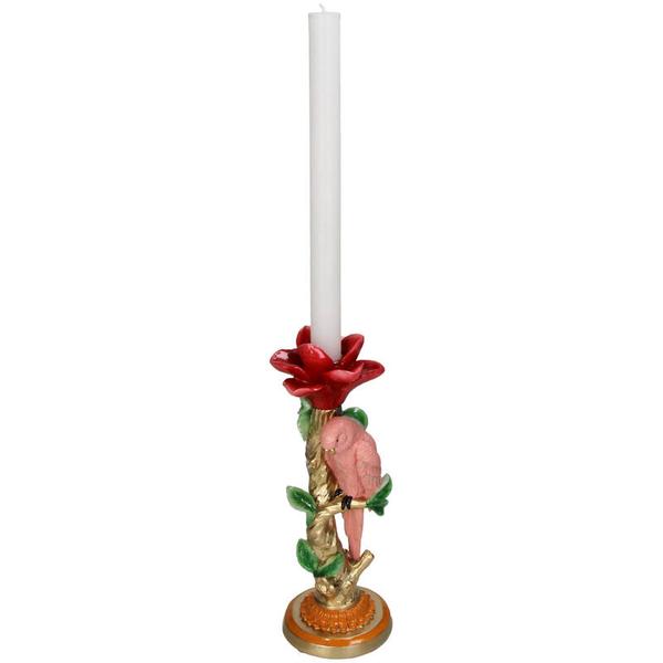 Image of Kerzenständer Pinker Papagei – 26cm – Polyresin – Bunte Deko – Wohnaccessoire & Tischdeko-1