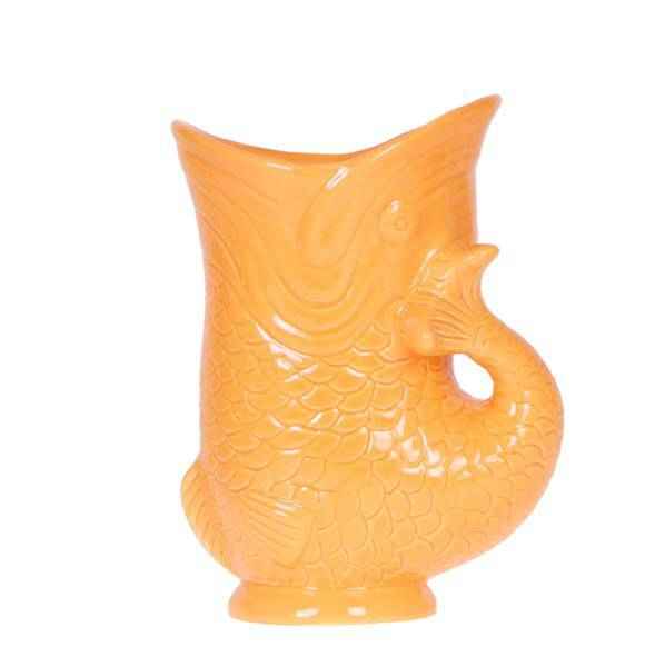 Image of Fisch Topf – Orange – Ø9cm – Keramik Übertopf in Fischform – Glänzender Blumentopf für Zimmerpflanzen & Sukkulenten-0