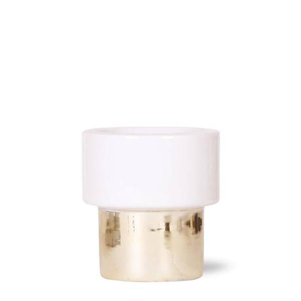 Image of Topf Lush – Ø9cm – Keramik Blumentopf in Weiß – Gold – Ziertopf für Zimmerpflanzen, Orchideen & Sukkulenten – Elegante Wohnaccessoire Deko-0