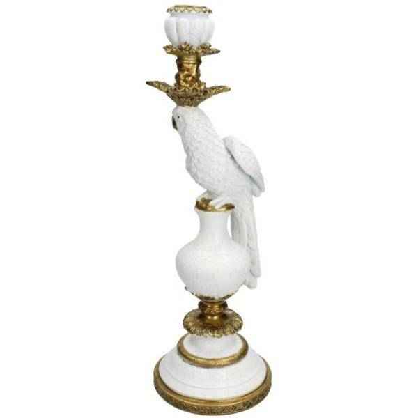 Image of Kerzenständer Vogel Weiß Polyresin ↕40cm – dekorativer Kerzenhalter, Tischdeko & Wohnaccessoire für Zuhause