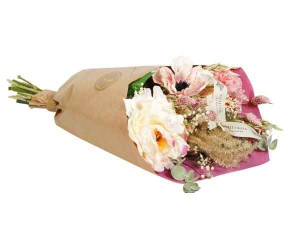 Image of Getrocknete Blumen & Seide – Pfingstrose Love – Dekoration ↕55cm – Romantisches Blumenarrangement aus Seidenpfingstrosen & Trockenblumen