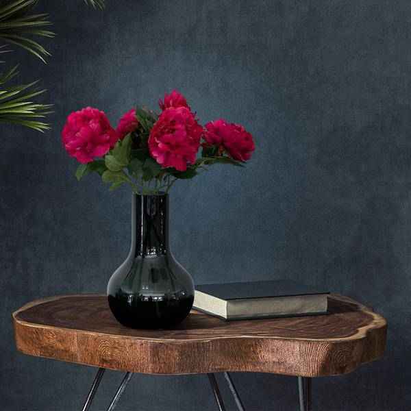 Image of Künstliche Blumenstrauß Pfingstrosen Dunkelrosa – 5 Stück je 65cm – Realistische Kunstblumen – Eleganter Deko Blumenstrauß-2