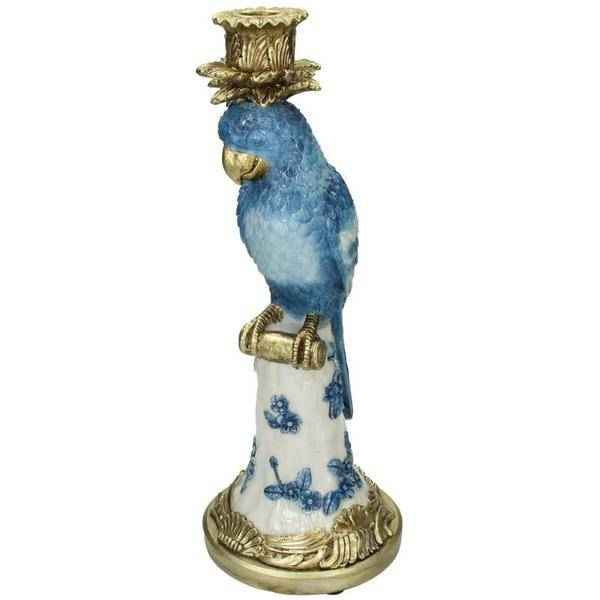 Image of Kerzenständer Vogel Blau Polyresin ↕36cm – dekorativer Kerzenhalter, Tischdeko & Wohnaccessoire für Zuhause-0