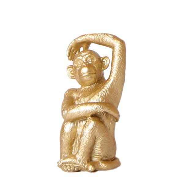 Image of Ornament Dekoskulptur Sitzender Affe – Gold – Handgefertigte Polystone – Figur – 13cm – Verspieltes Dekoaccessoire für Zuhause und Pflanzensets-0