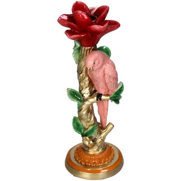 Image of Kerzenständer Pinker Papagei – 26cm – Polyresin – Bunte Deko – Wohnaccessoire & Tischdeko-4