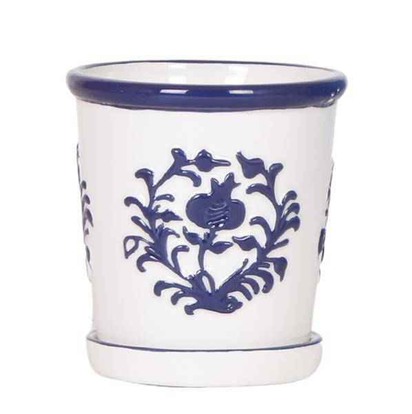 Image of Malaga Blumentopf Blau – Ø9cm – Keramiktopf in Porzellanoptik – Mediterraner Ziertopf für Zimmerpflanzen – Für Fensterbank, Wohnzimmer & Büro-0