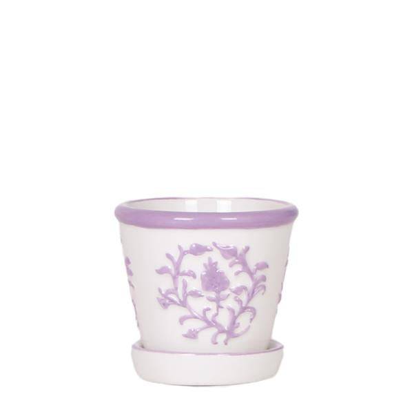 Image of Malaga Topf – Flieder – Ø6cm – Blumentopf aus Keramik im mediterranen Stil – Handgefertigte Optik-0