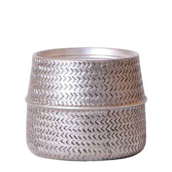 Image of Groove Blumentopf – Goldener Keramiktopf – Ø12cm – Dekorativer Ziertopf mit markantem Rillenmuster – Mattes Finish – Für Zimmerpflanzen & Orchideen-0