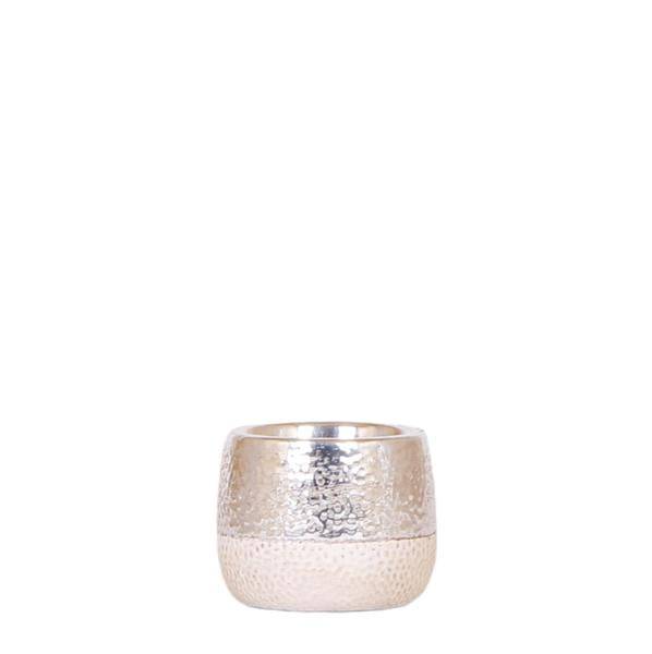Image of Keramik Blumentopf Silber – Glänzender Übertopf in luxuriöser Metallic – Optik – Ø6cm / Ø9cm – Stilvolle Deko für Innenräume-0