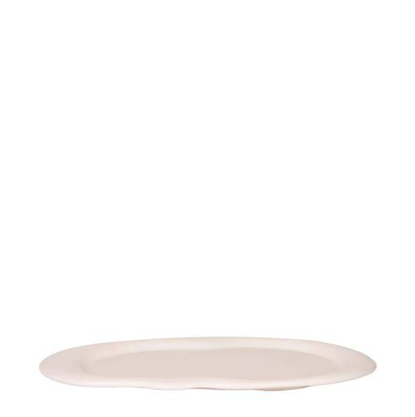 Image of Wolkenteller Ovales Tablett – Travertin – Ø30cm – Dekotablett aus Metall für Orchideen, Pflanzensets & Wohnaccessoires – Modernes Deko-0