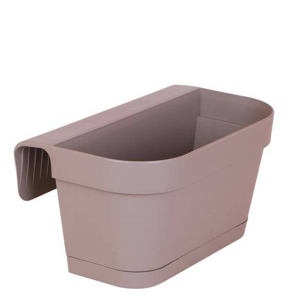Image of Balkon – Pflanzkübel – Taupe – 36cm breit – Mit Aufhängesystem & Wasserreservoir – Stilvolles Balkon – Pflanzgefäß für Geländer & Zäune-0