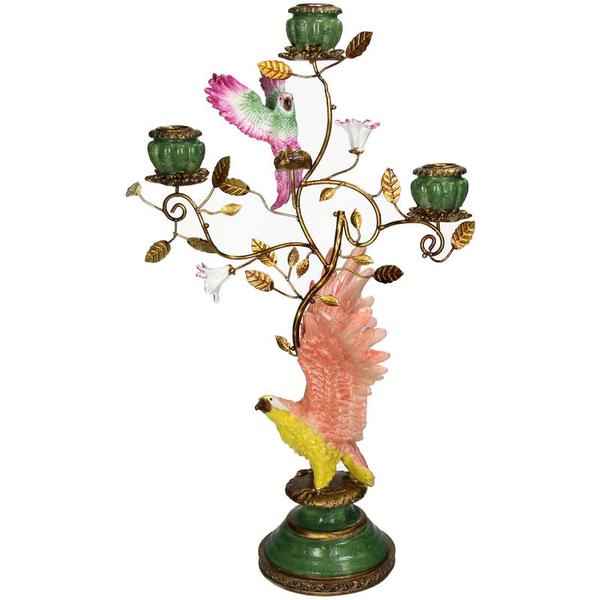 Image of Kerzenständer Adler – Bunt – 3 Kerzen – 27,5x19,5x46cm – Polyresin & Metall – Dekoration Wohnzimmer & Esstisch