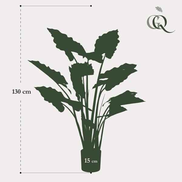 Image of Kunstpflanze – Colocasia Pink China – Elefantenohr – 130cm hoch – Realistische XL – Deko-Pflanze mit rosa Stielen & großen grünen Blättern-4