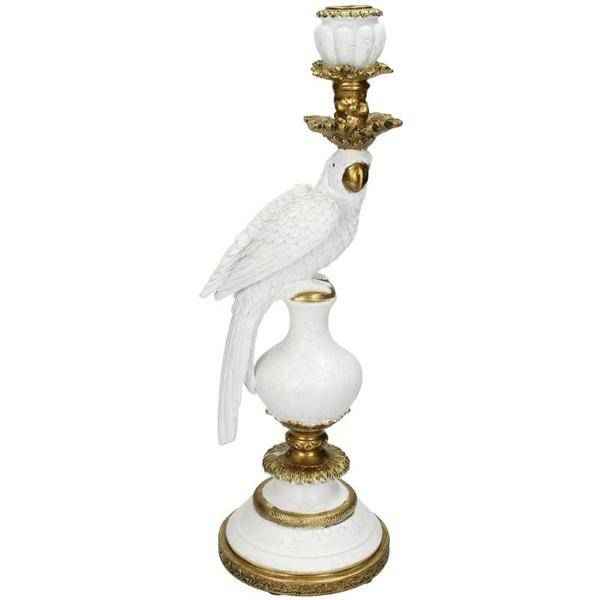 Image of Kerzenständer Vogel Weiß Polyresin ↕40cm – dekorativer Kerzenhalter, Tischdeko & Wohnaccessoire für Zuhause