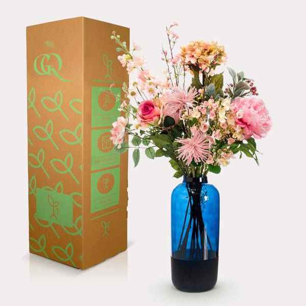 Image of Künstliche Blumen – Seidenblumenstrauß Pretty Pink – L – 89cm – Handgebunden – Hochwertiger Deko Blumenstrauß in Rosa für Wohnzimmer, Büro & Hochzeit