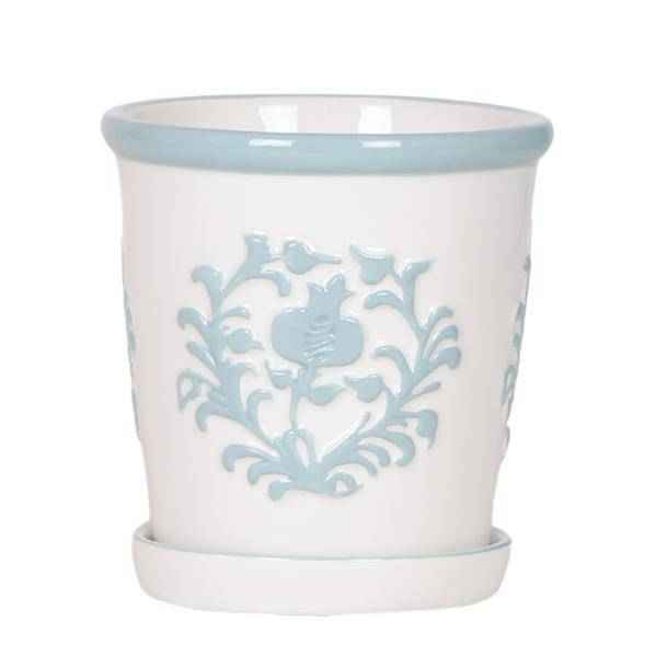 Image of Malaga Übertopf – Türkis – Ø9cm – Blumentopf aus Keramik im mediterranen Stil – Pflanztopf mit handgefertigter Optik – Stilvolle Zimmerdekoration-0
