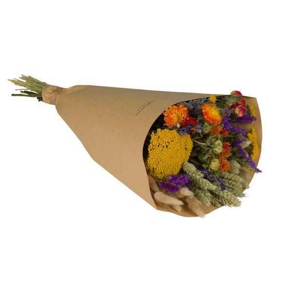 Image of Getrocknete Blumen – Feld Blumenstrauß Groß – Orange – ↕60cm – Rustikales Trockenblumenarrangement mit Lila Gelb Pastelltönen – Deko & Geschenk