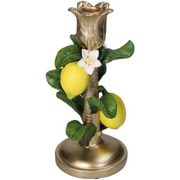 Image of Kerzenständer Zitrone – 22cm – Sommerlicher Kerzenhalter mit Zitronen – Motiv – Bunte Tischdeko-0