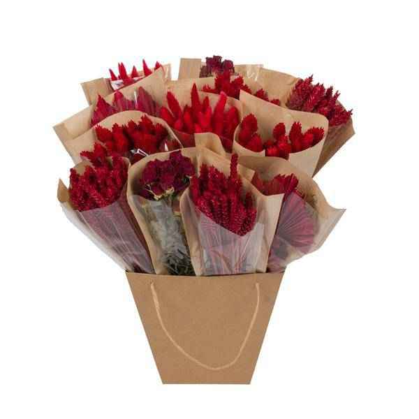 Image of Getrocknete Blumen – Strauß Mono Mix Rot – Handgebunden – ca. 50cm – Nachhaltige Trockenblumen Deko für Vase, Tisch & Geschenk