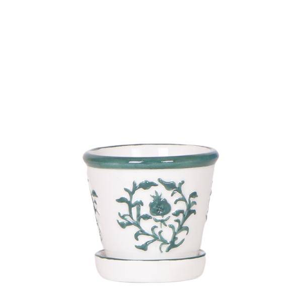Image of Malaga Topf – Grün – Ø6cm – Dekorativer Blumentopf aus Keramik im mediterranen Stil – Handgefertigte Optik – Pflanzgefäß für Zimmerpflanzen & Deko-0