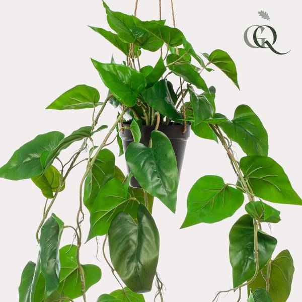 Image of Kunstpflanze Philodendron Hängepflanze ↕80cm – künstliche Grünpflanze für Wohnzimmer, Büro, Flur & pflegeleichte Deko