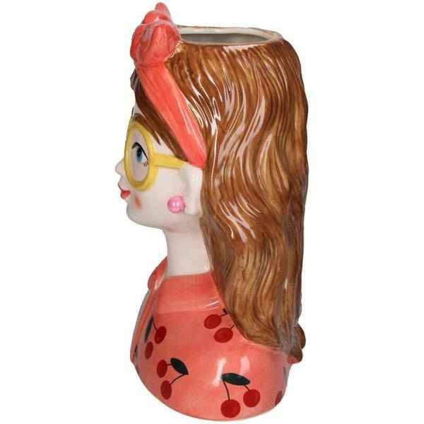 Image of Design – Vase Jessie – Fashion Lady mit Brille & Haarband – 27cm – Modernes Wohnaccessoire aus Polyresin – Vase & Dekoobjekt in einem