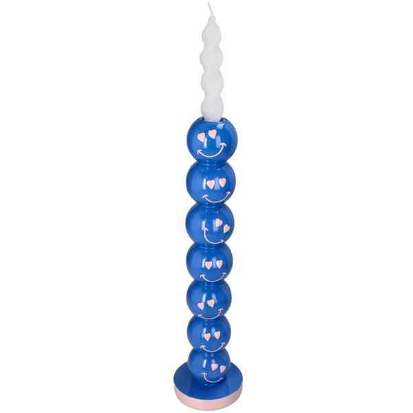 Image of Kerzenständer Smiley – Blaue Kugeln – 9x9x36cm – Dekorativer Kerzenhalter – Gute – Laune – Design-3