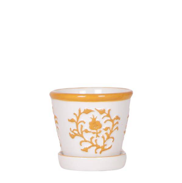 Image of Malaga Übertopf – Orange – Ø6cm – Blumentopf aus Keramik – Handgefertigte Optik im mediterranen Stil – Mini – Pflanztopf für Zimmerpflanzen-0