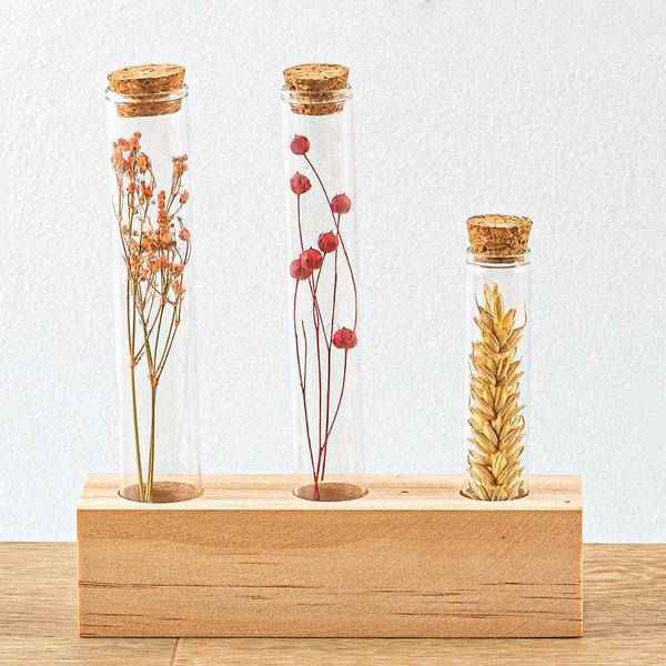 Image of Trockenblumenständer aus Holz – Tube M – 15x4x17,5cm – Halter für Trockenblumen & Kräuterarrangements-1