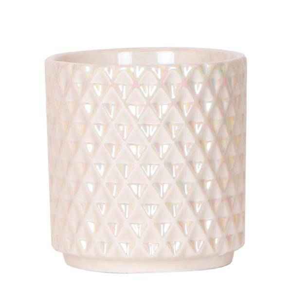 Image of Diamant Perlen Dekotopf – Travertin – Ø9cm – Blumentopf in Steinoptik – Eleganter Dekotopf für Zimmerpflanzen, Kakteen & Sukkulenten