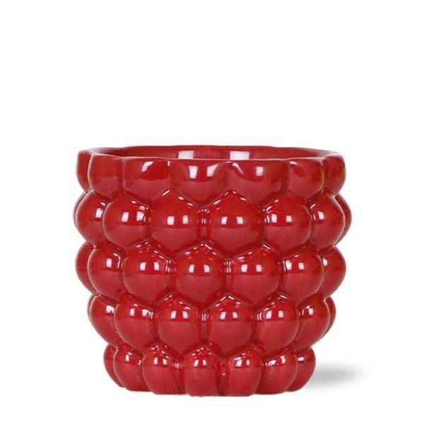 Image of Übertopf Rot Keramik Ø12cm – moderner Pflanztopf für Zimmerpflanzen, Sukkulenten, Kakteen & Kräuter