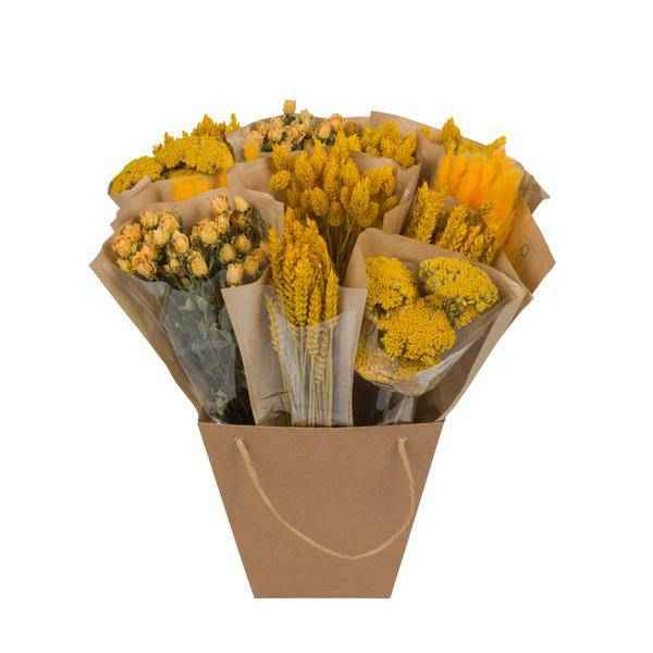 Image of Getrocknete Blumen – Mono Mix Gelb – Handgebundener Strauß – ca. 50cm hoch – natürliche Dekoration für Vasen und Wohnräume