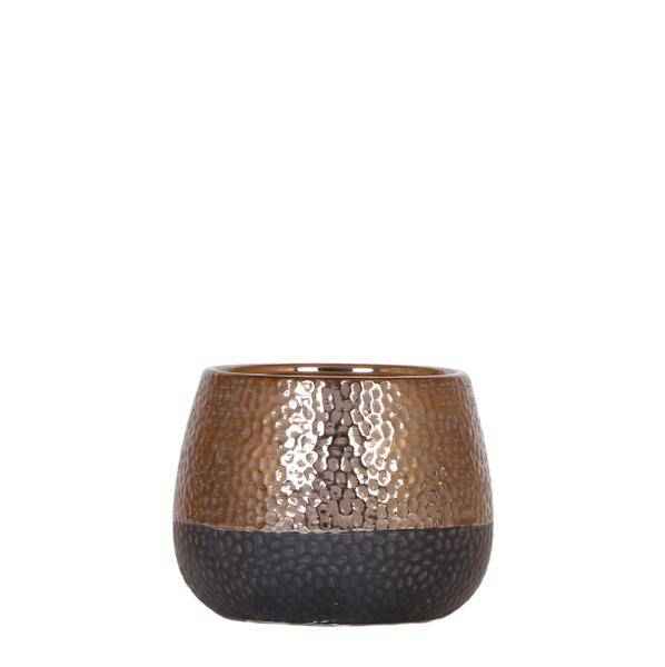 Image of Keramik Blumentopf Kupfer – Pflanztopf Ø12cm – Übertopf glänzend für Zimmerpflanzen, Wohnzimmer, Küche, Büro & Innenräume-0