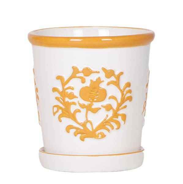 Image of Malaga Blumentopf Orange Ø9cm – Keramiktopf in sommerlichem Design – Pflanzentopf für Zimmerpflanzen & Kräuter-0