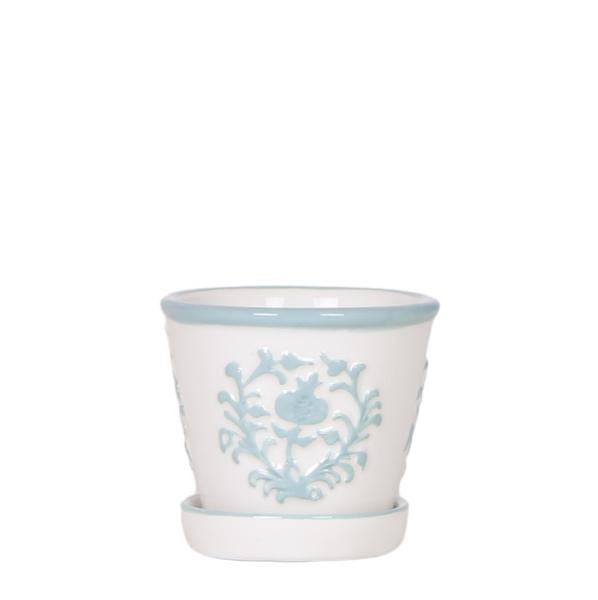 Image of Malaga Topf Türkis – Ø6cm – Keramik Blumentopf im mediterranen Design – Mini Dekotopf für Sukkulenten, Kakteen & kleine Zimmerpflanzen-0