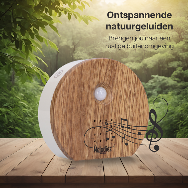 Image of Melodiez Musikbox – Melody Nature Box aus dunklem Holz – Soundbox mit Vogelgezwitscher, Meeresrauschen & Dschungelklängen – Mit Bewegungsmelder-4
