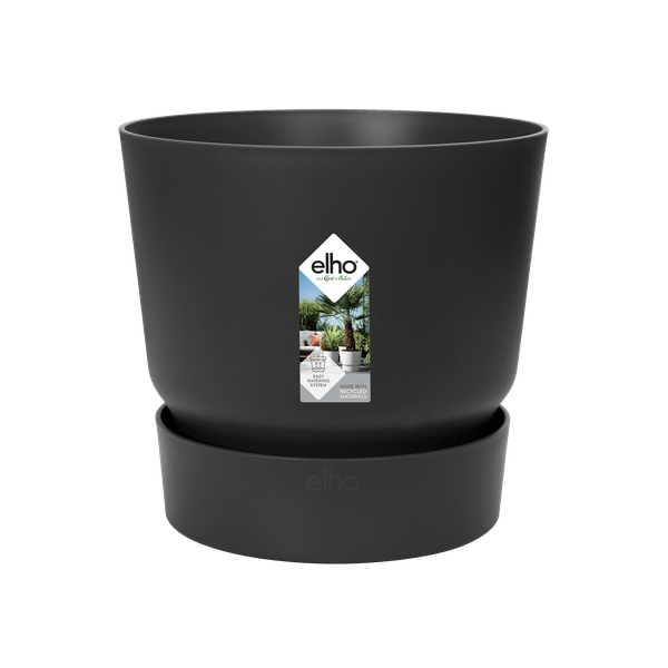 Image of Topf Greenville Rund Schwarz – Ø14cm x H13cm – Moderner Pflanzkübel aus robustem Kunststoff – Blumentopf für Innen – und Außenbereich-0