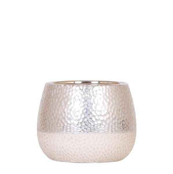Image of Elite Pflanztopf Silber Ø12cm – glänzender Keramik Übertopf – luxuriöser Blumentopf für Zimmerpflanzen & Kräuter-0