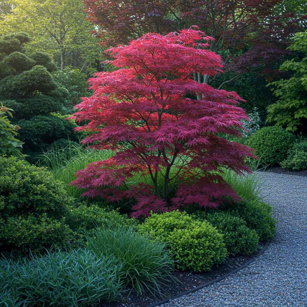 Image of Japanischer Ahorn Acer palmatum Atropurpureum – Lila Balkonpflanze – Ø19cm – Höhe ca. 70cm – Kompakter Zierahorn mit tiefviolettem Laub-3